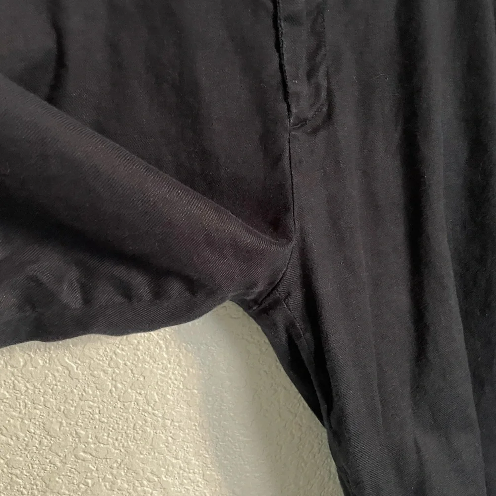 Banana Republic Women’s Slim Wide-Leg Linen Cotton Cropped Pants 8 Black